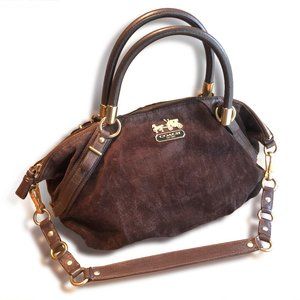 Coach Bag - Suede and Leather with Gold Hardware